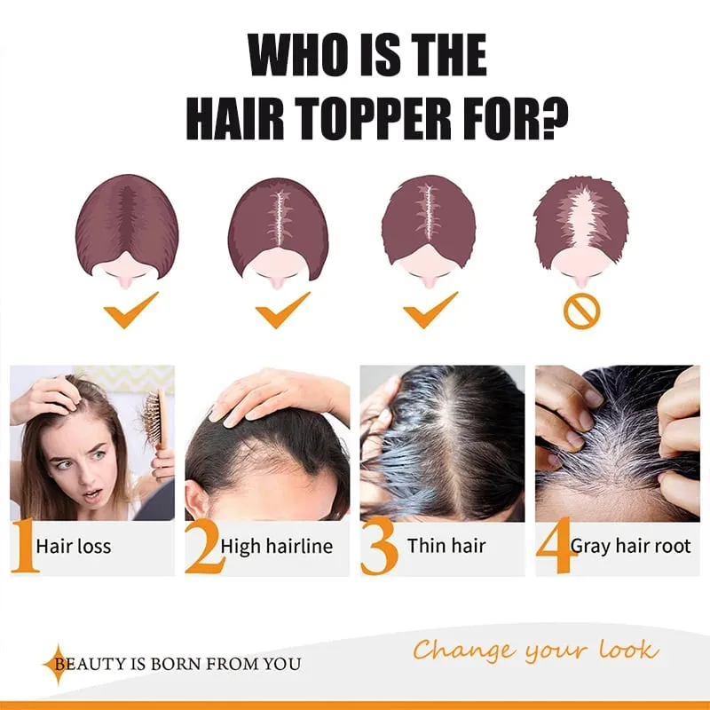 Wig Piece for Women with Bangs Covering Their White Hair and a Thin Invisible Replacement Piece for Their Hair