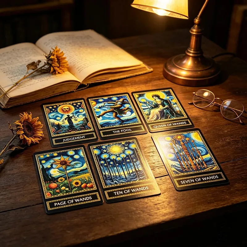 Van Gogh Tarot Cards 78 Post-Impressionist Painting Style Tarot Cards English Version Fortune Telling Divination Board Game Card
