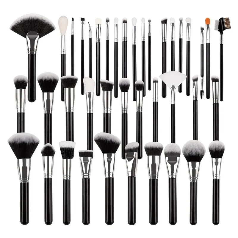 Professional 40Pcs Makeup Brushes Set Soft Synthetic Bristle Powder Blending Contour Eyebrow Eyeshadow Fan Foundation Brush