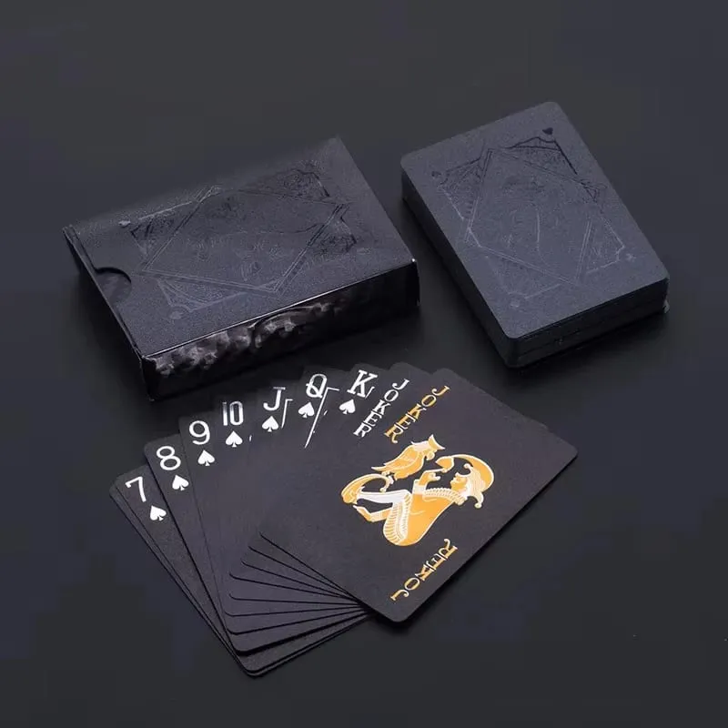 1 Pcs Color Black Gold Playing Card Game Card Group Waterproof Poker Suit Magic Dmagic Package Board Game Gift Collection — image 2