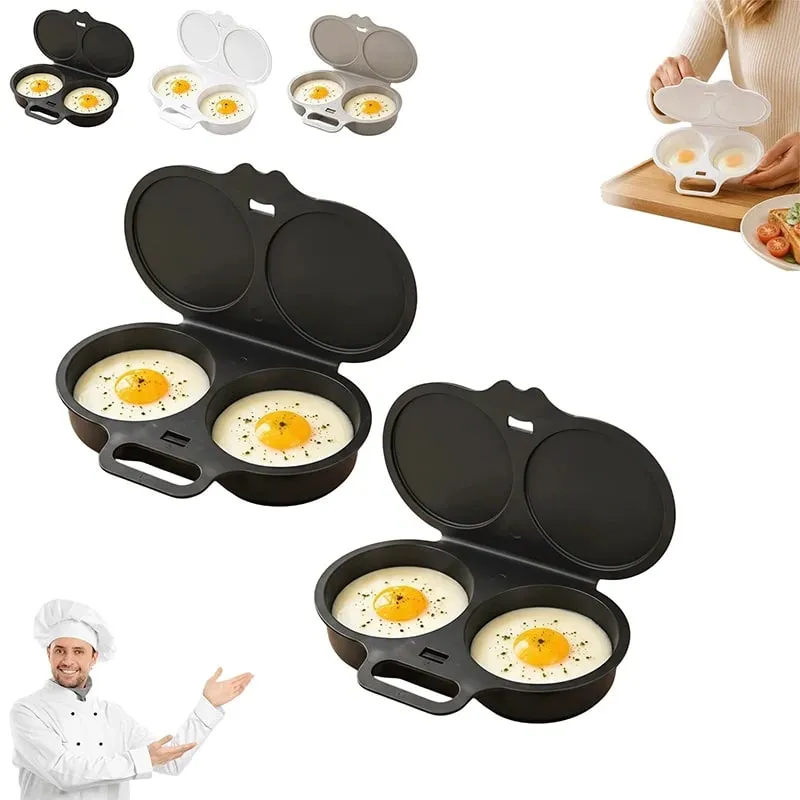 Pentola a vapore per microonde a doppia cavità Cuociuova Friggitrice in plastica per alimenti Stampo per cottura a vapore per uova Accessori da cucina Utensili da cucina — image 2