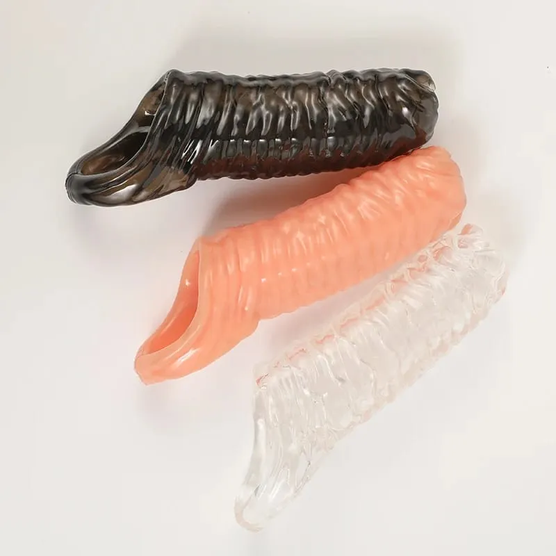 Men Penis Extender Sleeve Reusable Comdom Delay Ejaculation Penis Sleeve Dick Male Dildo Sex Toys for Men Adult 18+ Erotic Goods