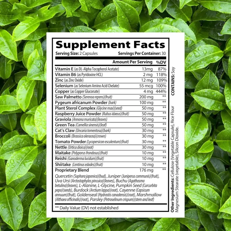 Men's Health Prostate Support Supplement - Saw Palmetto Lycopene Pygeum Pumpkin Seed Extract β - sitosterol -60 capsules