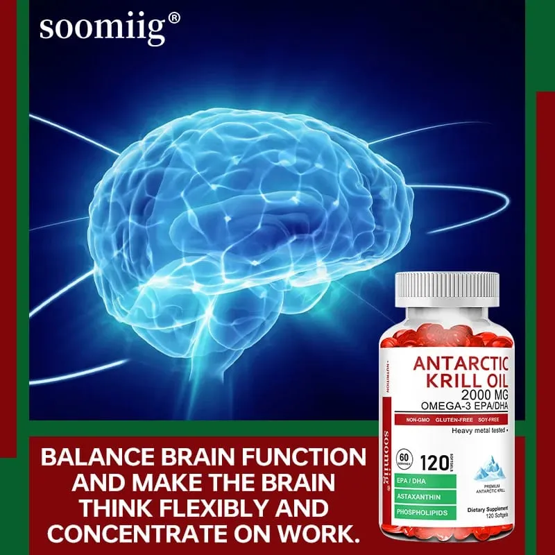 Capsules d'huile de krill antarctique 2 000 mg d'oméga-3 EPA et DHA avec supplément d'astaxanthine provenant de krill rouge force maximale