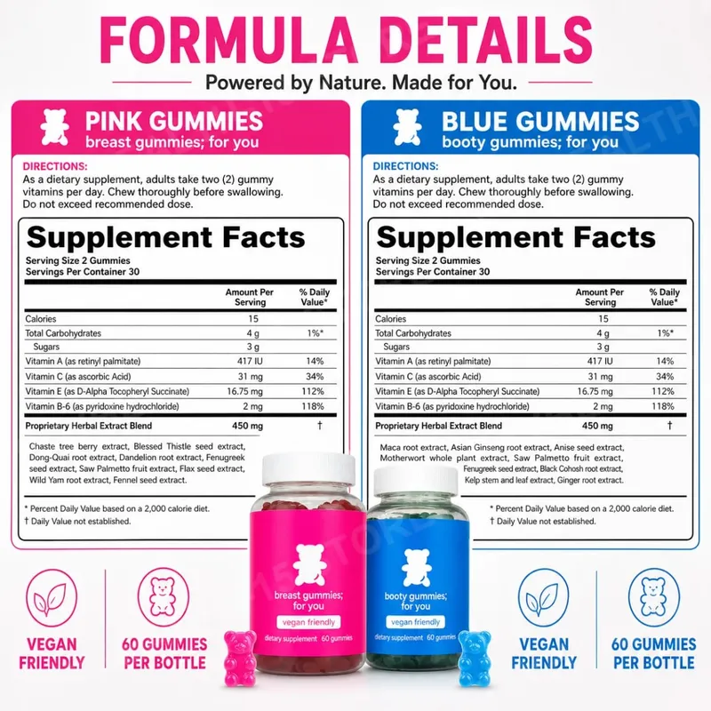 Top&Peach Support Combo Pack Multivitamin Gummies for Women Includes Herbal Extracts & Essential Vitamins Gluten Free 60 Count