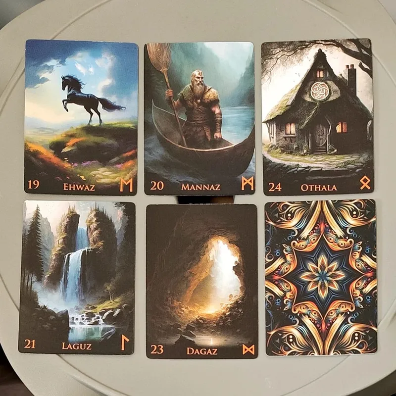 Weird World Runes Deck - 9*6cm 25 Elder Futhark Oracle Cards for Divination Printed on 350GSM Double-embossed Cardstock