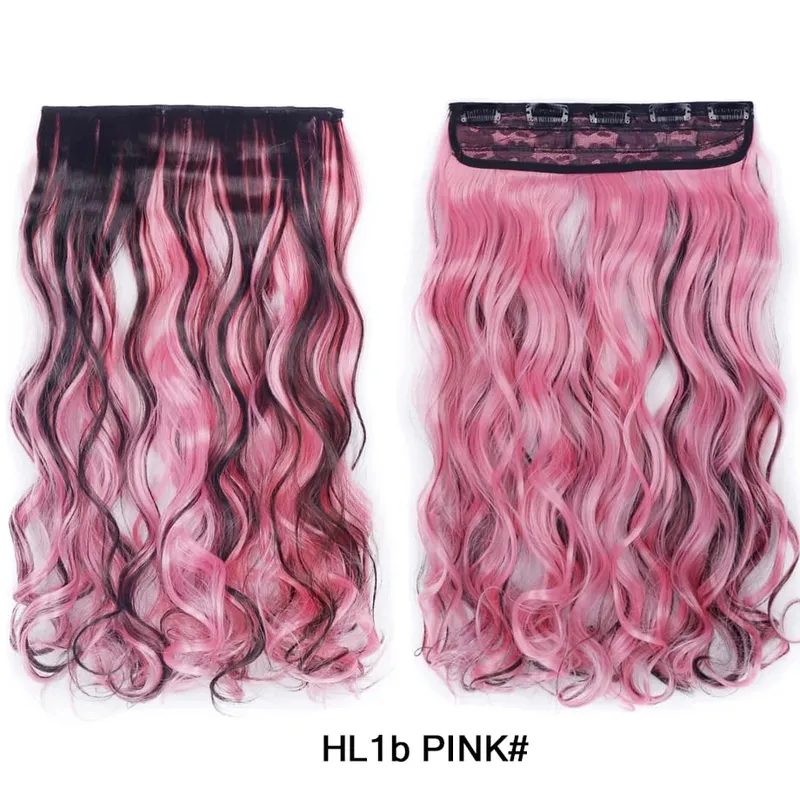 Water Wavy Clip in Hair Extension Synthetic Hair Highlight Silky Soft Natural Look with Invisible Lace Weft Hairpieces for Women