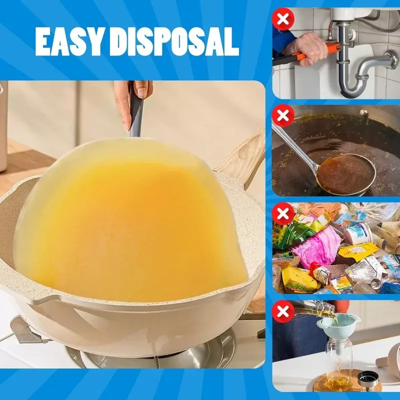Cooking Oil Solidifier Powder Hot Grease Hardener for Used Fryer Oil Waste Vegetable Lard Eco Friendly Kitchen Cleaning Tool