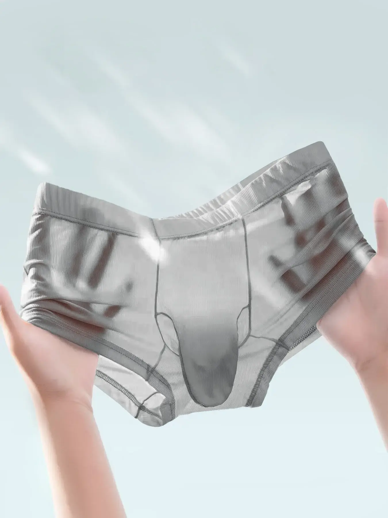 Transparent Boxer Briefs Men Sexy Underwear Ultra Thin Underpants See Through Ice Silk Knickers Smooth Glossy Lingerie Shorts