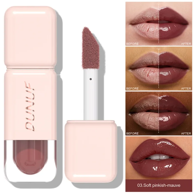 Glossy Lip Gloss Mirror Water Lip Tint Long Lasting Non-sticky Cup Liquid Lipstick Moisturizing Nude Red Brown Lip Makeup