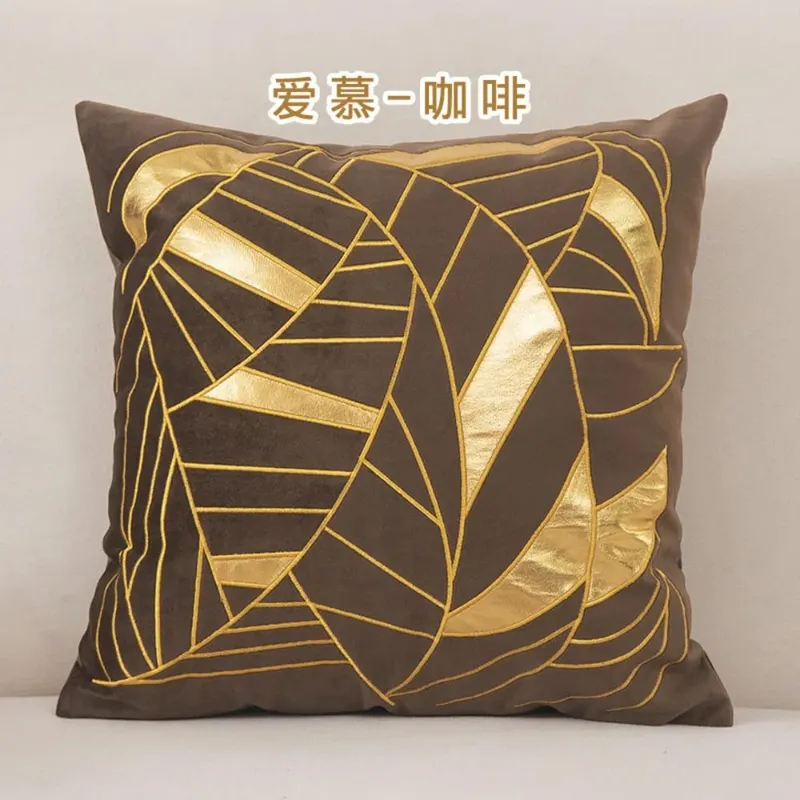 Luxury Blue Velvet Bronzing Cushion Cover 45x45cm Soft Decorative Throw Pillow Case for Bedroom Home