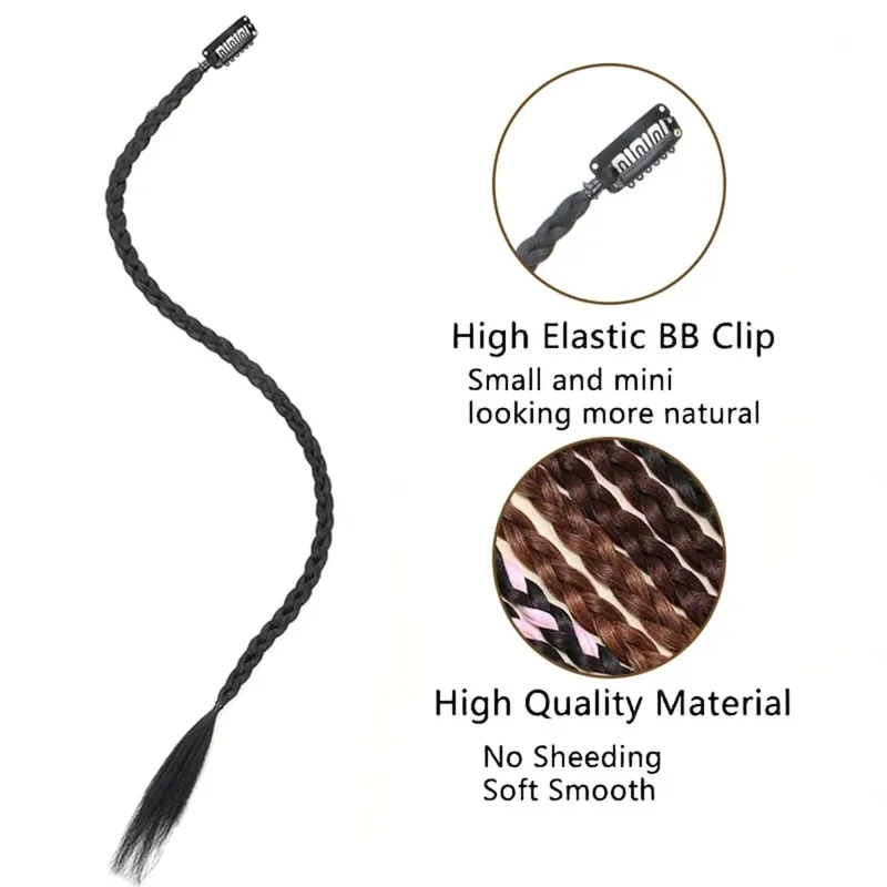 Synthetic 2pcs Braid Wig With Strong BB Clip Y2k Spice Girl Boxing Braid Ponytail Lightweight Box Braid Ponytail Piece for Women — image 3