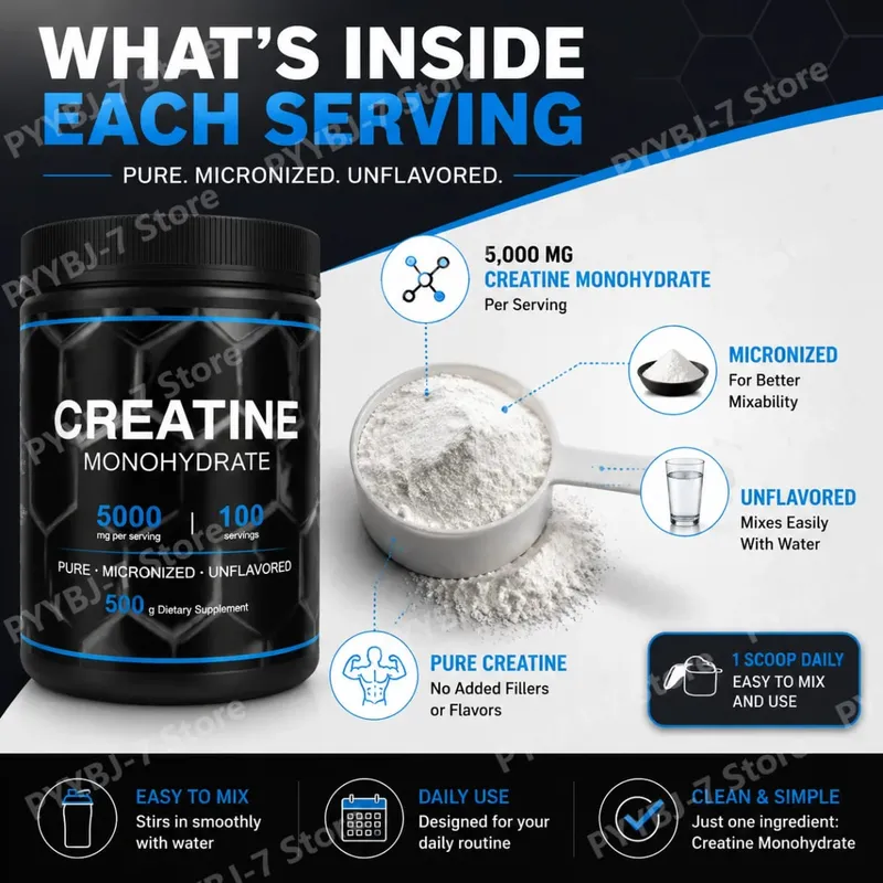 Pure Micronized Creatine Monohydrate Powder 5000mg Per Serving Sports Exercise Performance Support Supplement 100 Servings — image 5