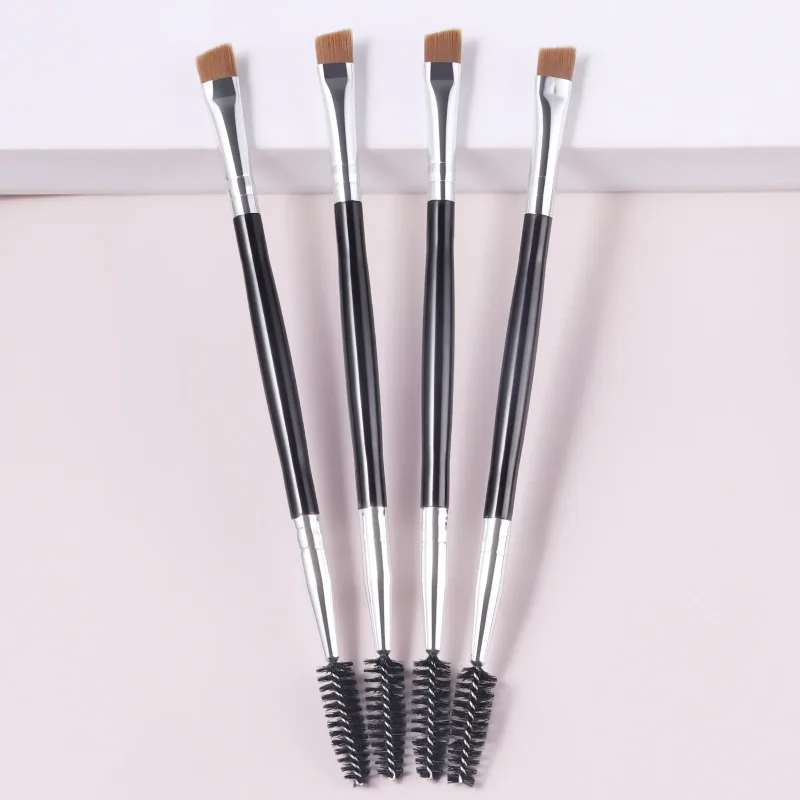 Dual Head Øjenbryn Makeup Børster 4 Stk Spoolie Lash Brush Vinklet bryn Fyld Pensel Professionel øjen kosmetisk værktøj