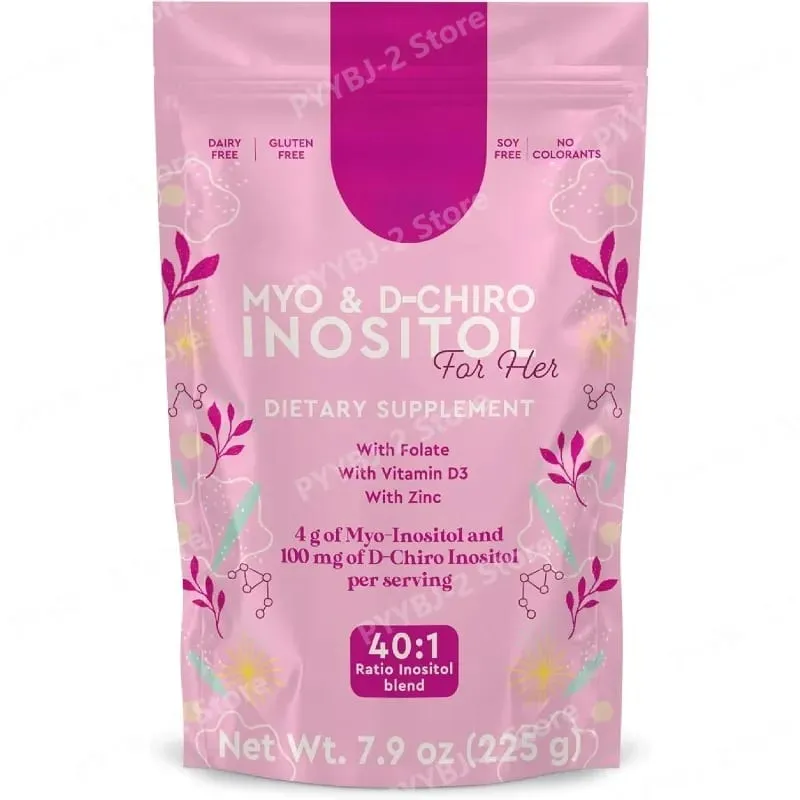 Myo-Inositol & D-Chiro Inositol Powder 40:1 4000mg with Folate Zinc & Vitamin D3 Women's Cycle & Ovarian Wellness 45 Servings