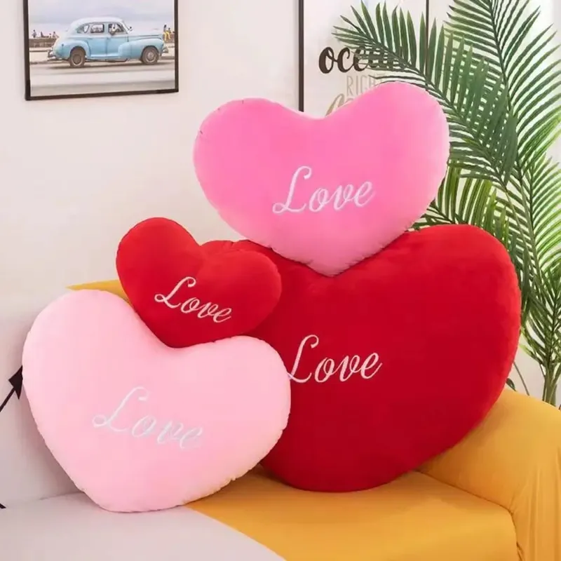 New Heart Shape Heart Plush Pillow Pink Color Valentines gift Soft Pillow Red Color Stuffed Pillow for Birthday