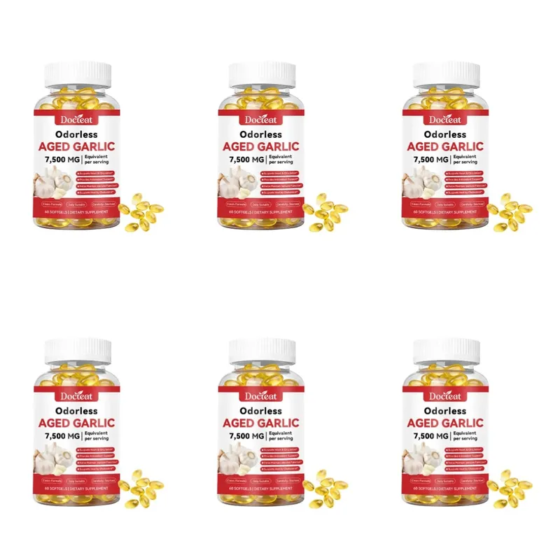 Odorless Aged Garlic Extract 7500mg เทียบเท่า 60 ซอฟท์เจล - ระบบภูมิคุ้มกันสุขภาพหัวใจอาหารเสริมสารต้านอนุมูลอิสระสำหรับผู้ใหญ่