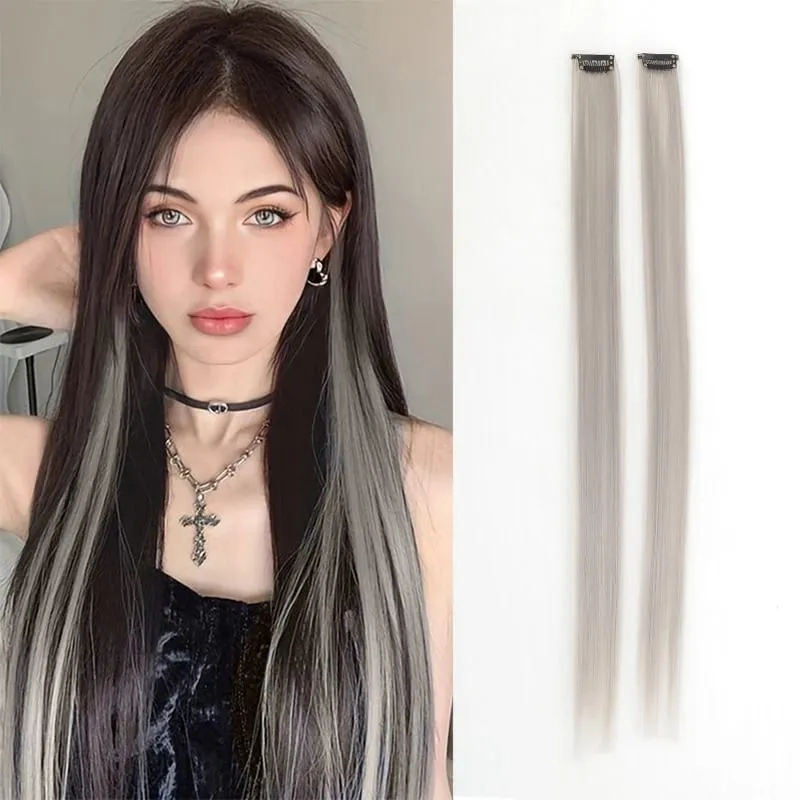 Pick dye wig piece female color hanging ear dye one-piece simulated long straight hair extension piece