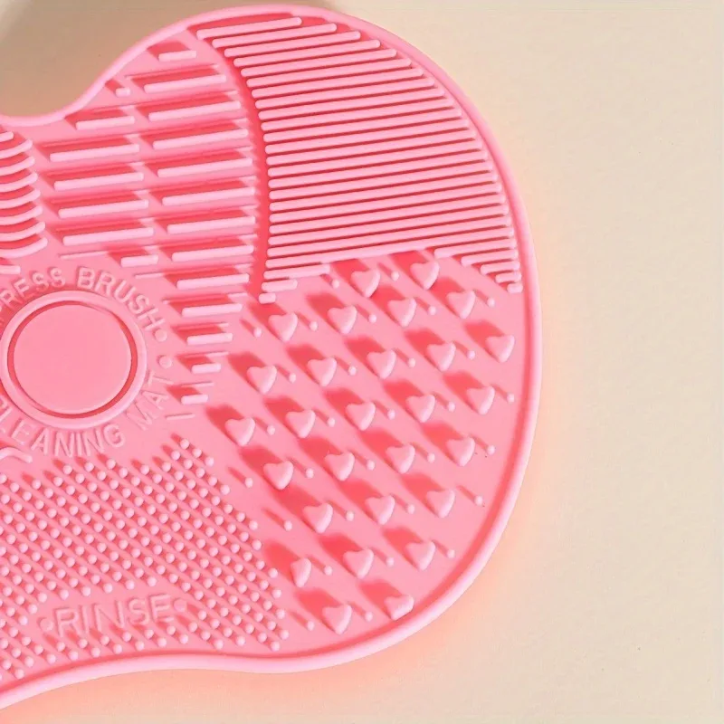 Apple Shaped Pink Cleaning Brush: A Small Suction Cup Cleaning Tool Designed Specifically For Cleaning Makeup Brushes