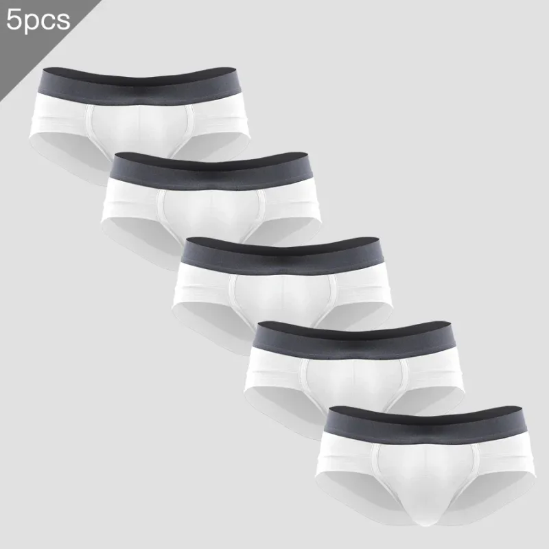 5PCS Men's three-piece briefs with U-shaped pouch, modal fabric, breathable, summer youth low-rise bottom pants