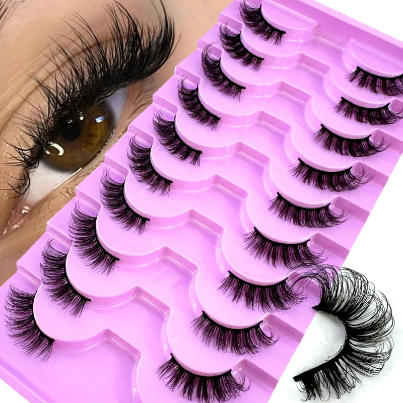 Demi-Cils 10 paires Demi-Cils doux naturel Cils yeux de chat outil de maquillage Faux Cils Extension moelleux Faux Cils