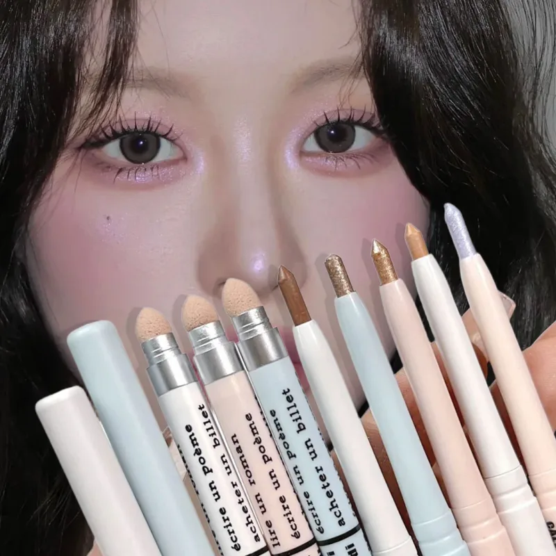 Korean 2 in 1 Lying Silkworm Eyeliner Pen Bionic Shading Glitter Highlighting Instant Big Eye Effect Brighten Eyeshadow Makeup