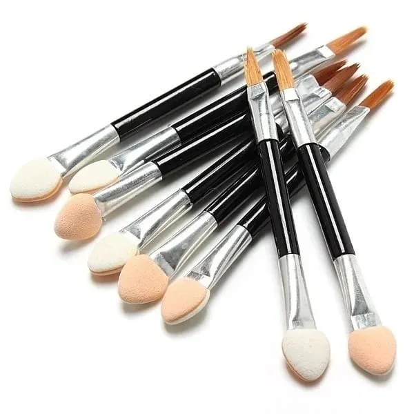 10 Pcs Applicator Double-Ended Cosmetic Brushes Women Makeup Eyeshadow Eyeliner Sponge Lip Brush Set Disposable Makeup Brush