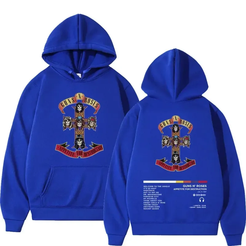 2026 Men's and Women's Guns N Roses Printed Hooded Sweatshirts Guns N Roses Unisex Clothing Printed Rock Hip-hop Gothic Fashion