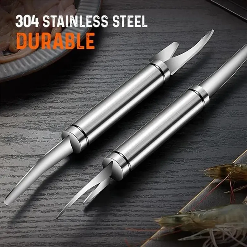 Seafood Tools Multifunctional Fast Shrimp Peeler Stainless Steel Shrimp Line Cutting Scraping Digging Fish Scales Knife Kitchen