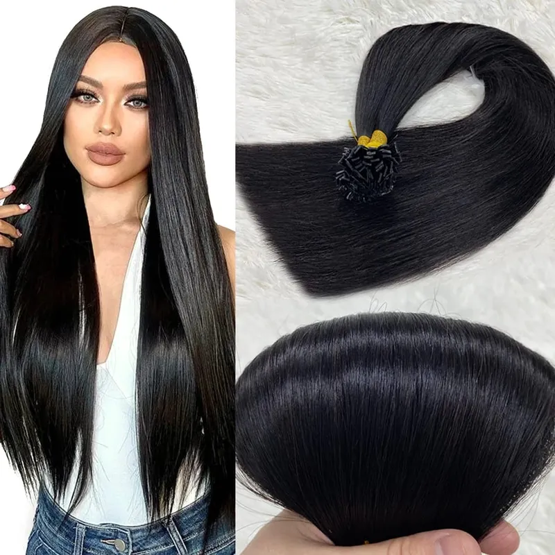 Human Hair Flat Tip Extension Remy Hair18-30inch Real Remy Silky Straight Black Brown Pre Bonded Keratin Fusion Hair