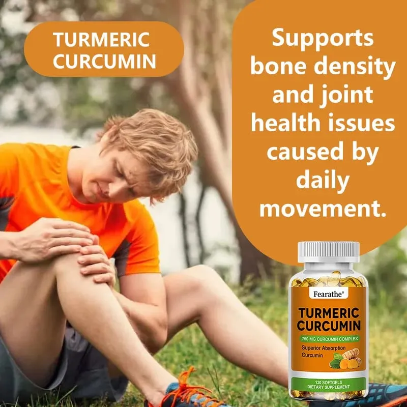 Organic Turmeric Curcumin Capsules - 750 Mg Highest Potency Curcumin Complex for Cardiovascular Bone Muscle Brain Health
