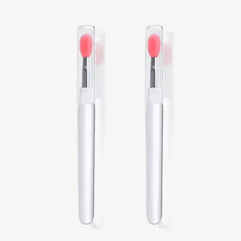 1/2/3/4pcs Portable Silicone Lip Brush With Cover Soft Multifunctional Lip Balm Applicator Lipstick Lipgloss Makeup Brushes