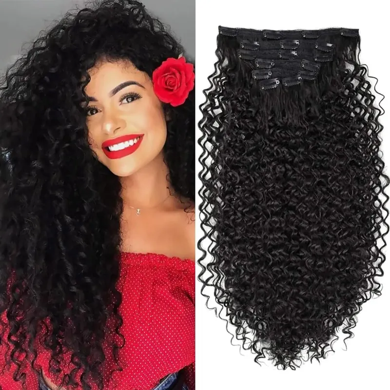 Women's Clip-In Curly Hair Extensions Synthetic Wavy Fibers Lightweight & Breathable Fashion Icon Hairpiece for Daily Wear