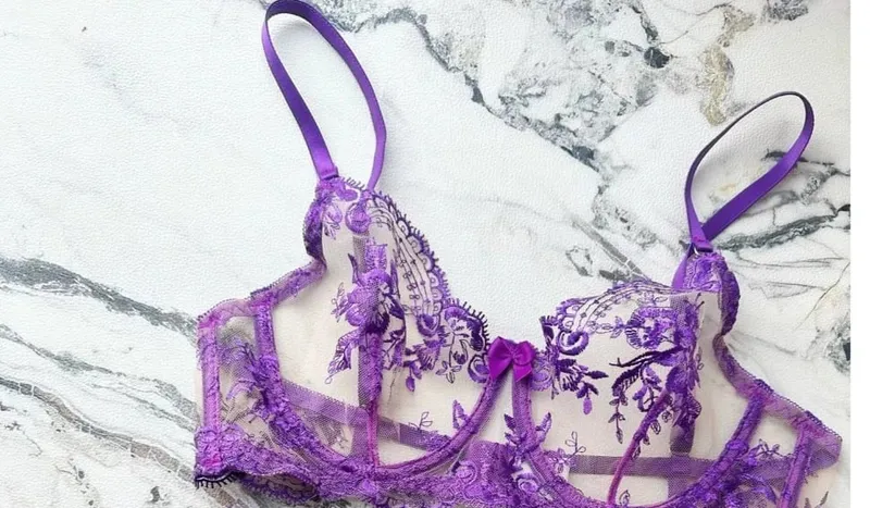 Sexy Transparent Lace Bra French Embroidery Thin Push‑Up Gather Bra For Men Crossdresser Sheer Lingerie Underwear