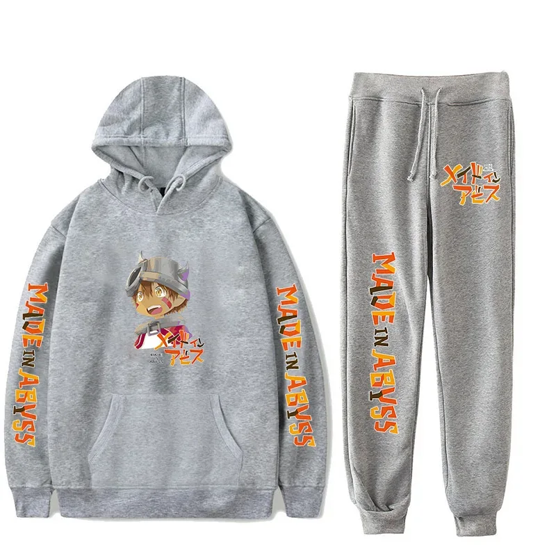 Harajuku Comfortable Made in abyss Print Sweatshirt Sweatpants Suit Men/Women Hoodies+ Trousers Suit Cute 2 Piece Set Clothes — image 26