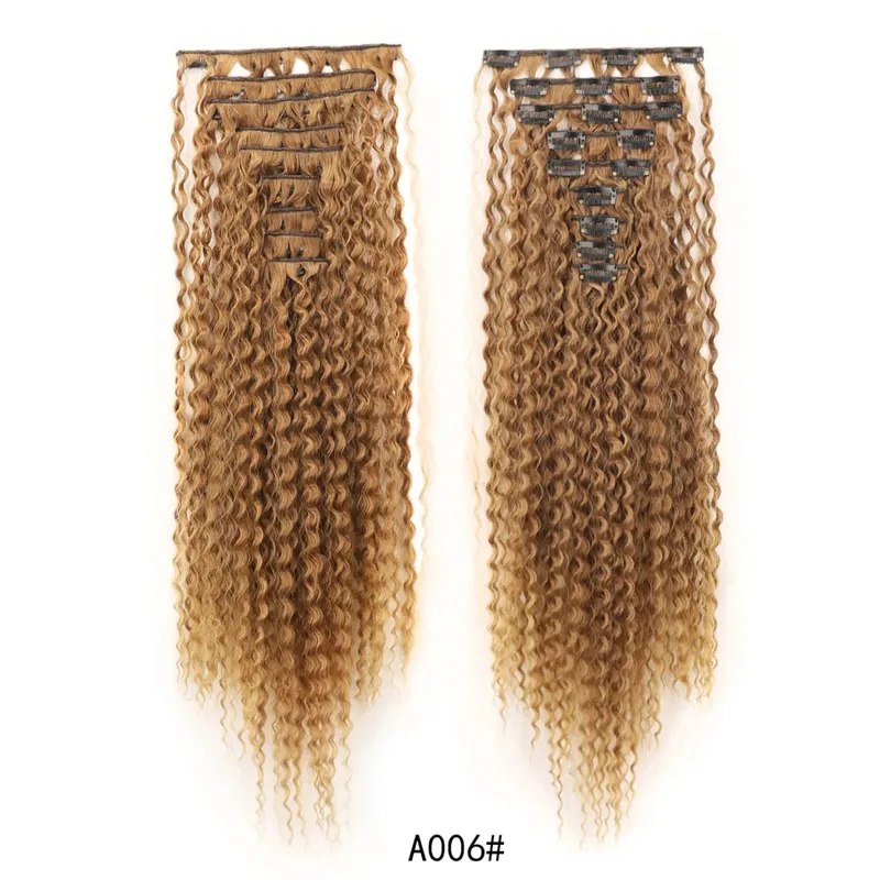 9PCS Clip-in Hair Extensions Kit Long Soft Curly Hair Extension Synthetic Kinky Curly Hairpieces Full Head Fake Pieces for Women