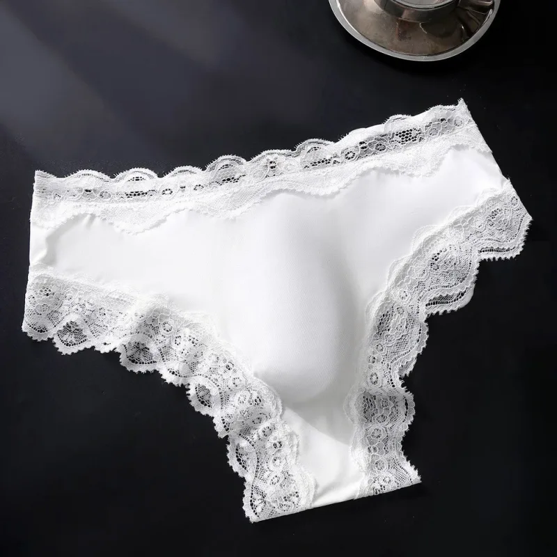 Men Panties For Men Lace Trim Briefs Breathable High Elastic 3D Convex Pouch Underpant Sexy Thin See Through Underwear — image 3