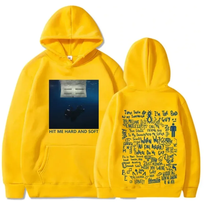 Hit Me Hard and Soft Tour Hoodie Billie Pullover Herr Sångare Grafiskt tryck Höst Vinter Fleece Sweatshirts för fans