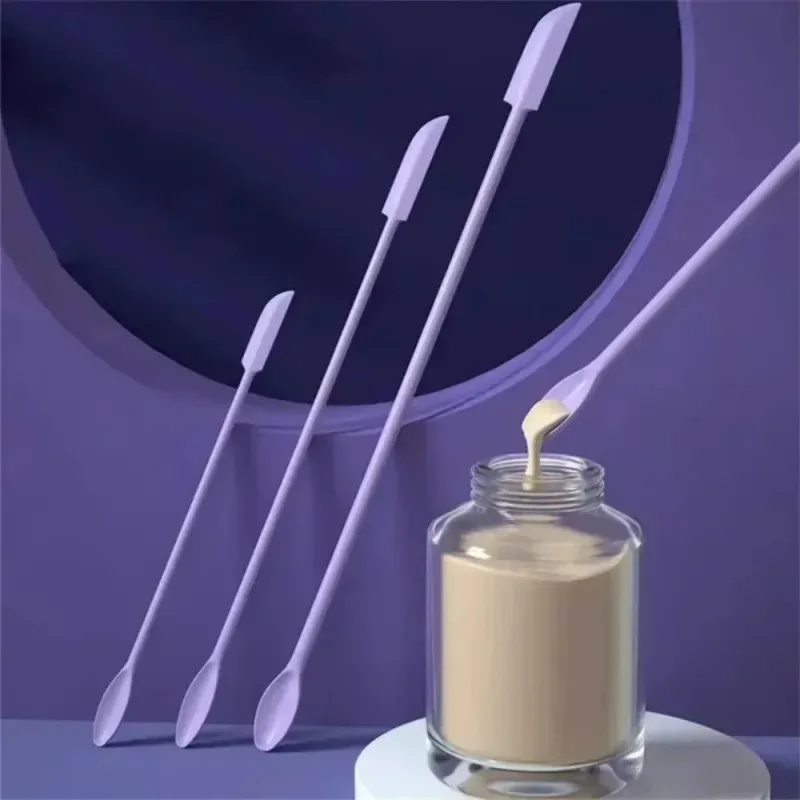 3Pcs Double-Head Silicone Spatula Soft Brush Cosmetic Digging Spoon Lengthened Jam Scraping Spoons Portable Makeup Brushes Set