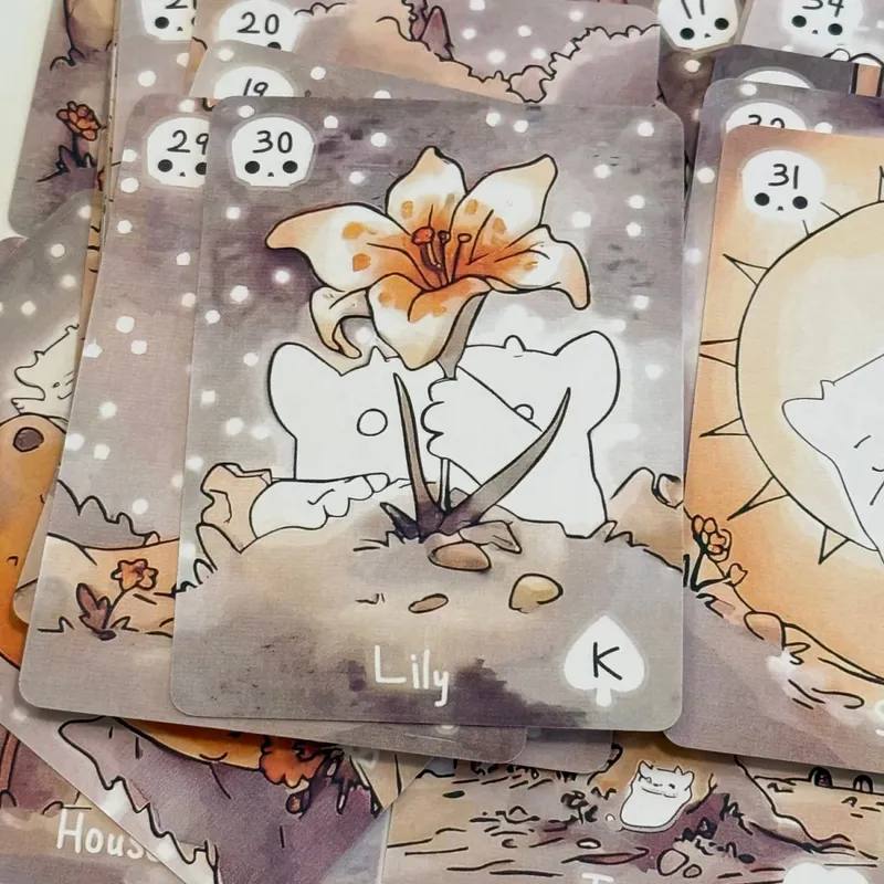38pcs Lenormand Series Cards -Lil Phantasm Lenormand Oracle Deck English Tabletop Cards For Parties Precognition & Divination