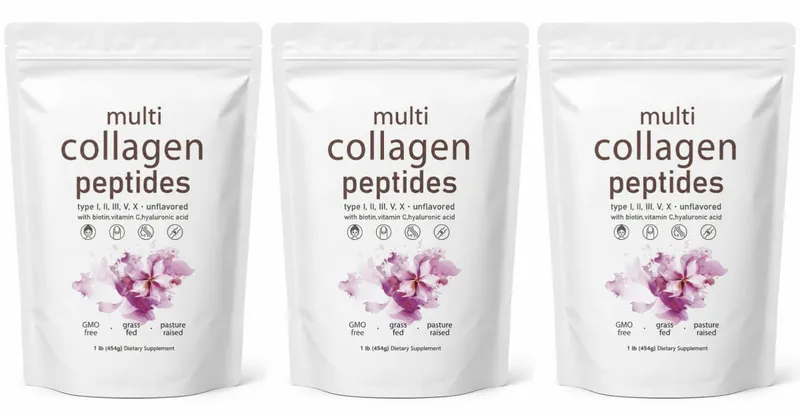 Serbuk Peptida Multi Kolagen 454g Campuran Kolagen Tanpa Perisa dengan Vitamin C Biotin Asid Hyaluronik Kulit Sokongan Kuku Rambut