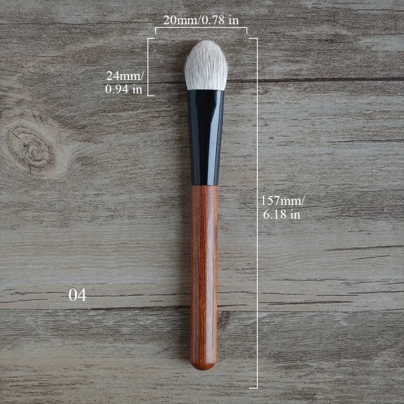 African Rosewood Handle Handmade Makeup Brushes 1pc Snow Fox Goat Hair Face Powder Blush Eye Shadow Brush Synthetic Makeup Brush