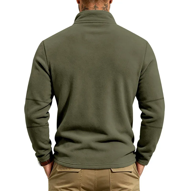 Men's Quarter Zip Polar Fleece Pullover Stand Collar Long Sleeve Casual Warm Sweatshirt For Autumn Winter Daily Commute Wear