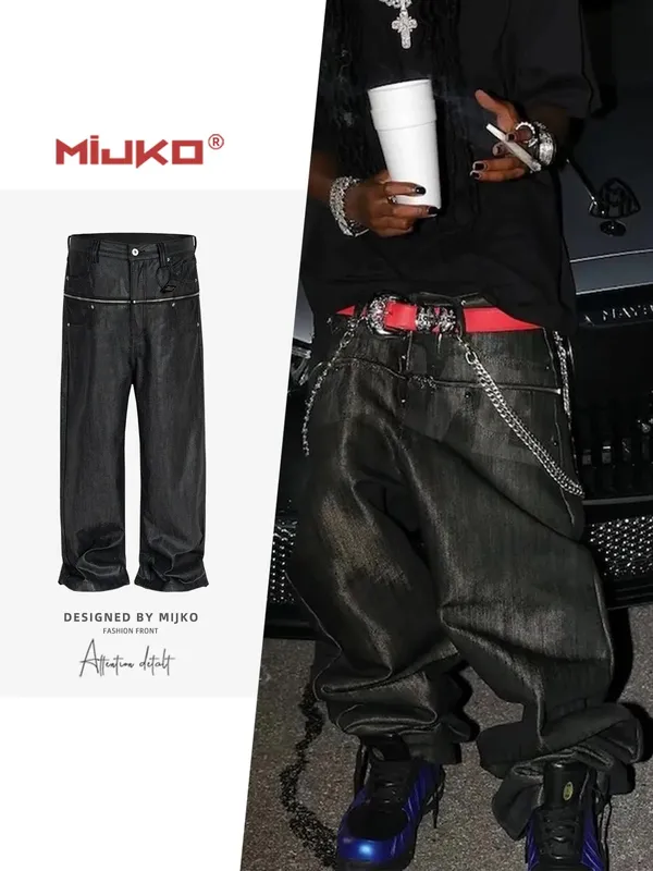Unisex Brush Wax Zipper Original Cow Jeans Men's and Women's Denim Pants ZJ117