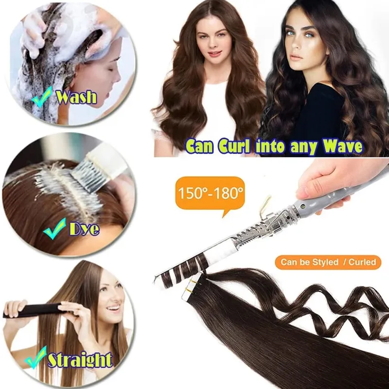 Full Shine Tape In 100% Remy Human Hair Straight Double Sided Blonde Comfortable Silky Natural Tape Ins For Women