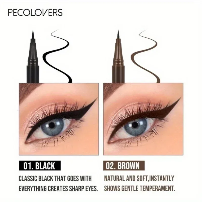 3Pcs Smooth Eyeliner Pen - Smudge-Proof Eye Pen Quick-Dry For All Occasions Black And Dark Brown Eye Makeup