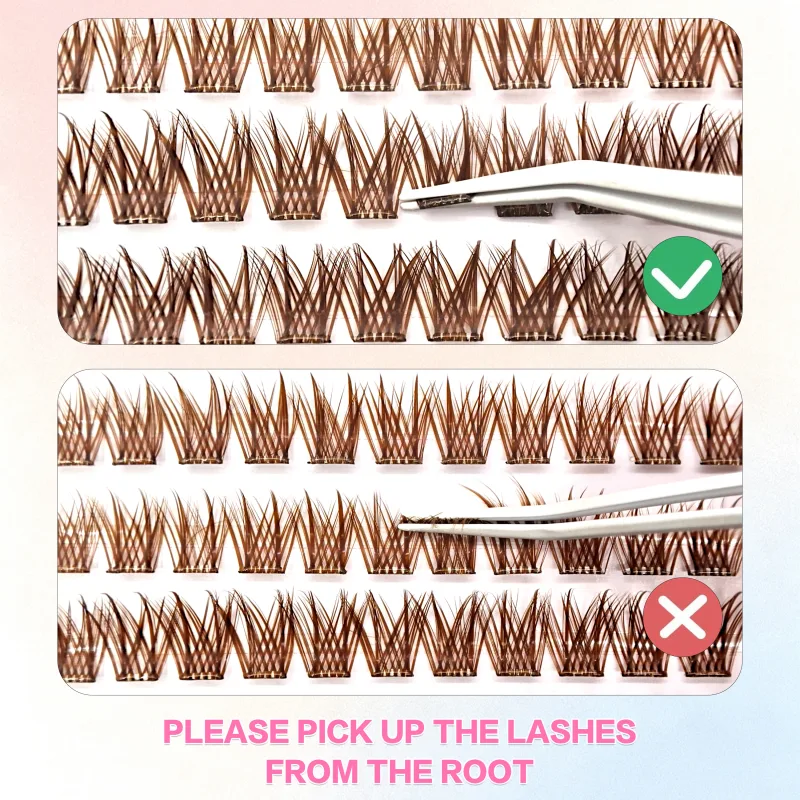 Brown Color Popular High-quality Self-Adhesive Eyelash Extension 3-4Times Reusable Handmade Large Capacity Enlarged Double Eye — image 5