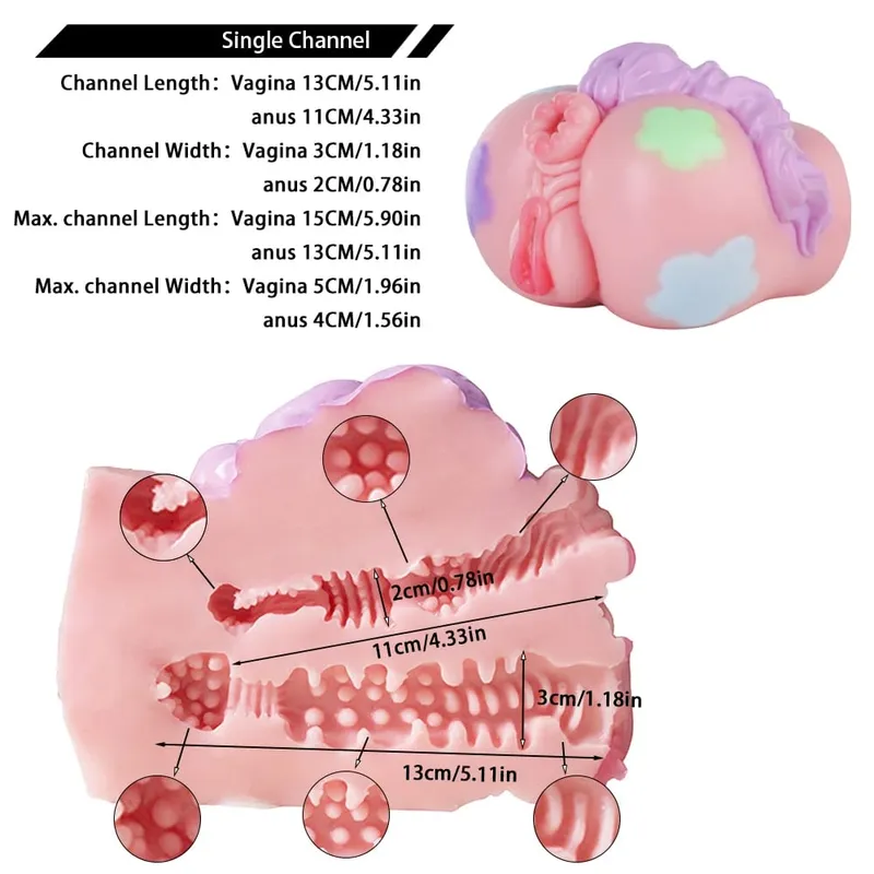Macaron Color Pony Horse Silicone Male Masturbator 3D Realistic Vagina Two Channel Design Penis Pleasure Sex toys for Men