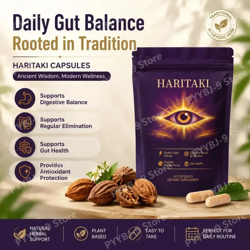 Haritaki Third Eye Capsules for Digestive Balance & Regular Gut Support with Antioxidant Protection 60 Organic Veggie Capsules