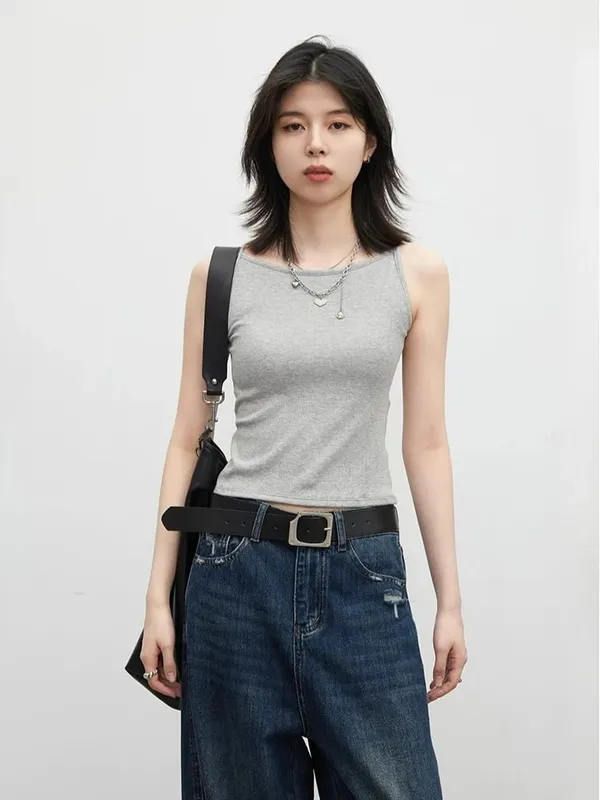 VEN Women Bottom Tees Solid New Slim Micro Elastic Tanks with Chest Cushion Ladies Camis Vest for Girl Summer 2026
